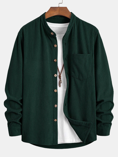 Adriano® | Corduroy Stand Collar Shirt