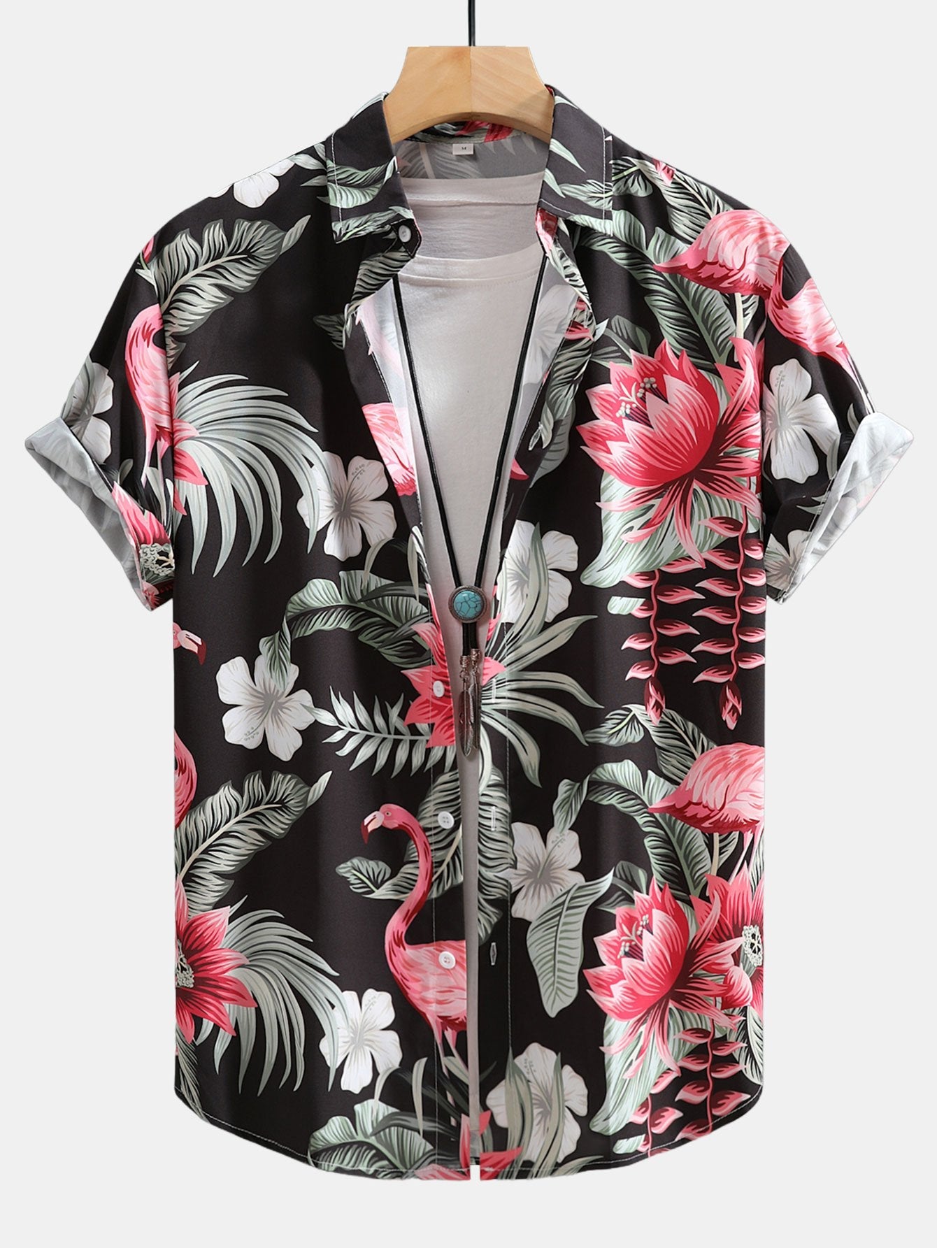 Urbano® | Flamingo Flower Print Button Up Shirt & Swim Shorts
