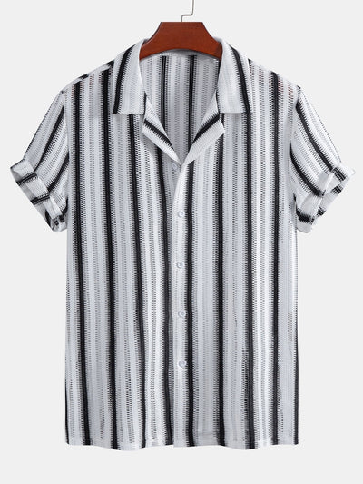 Atef® | Striped Cutout Cuban Shirt