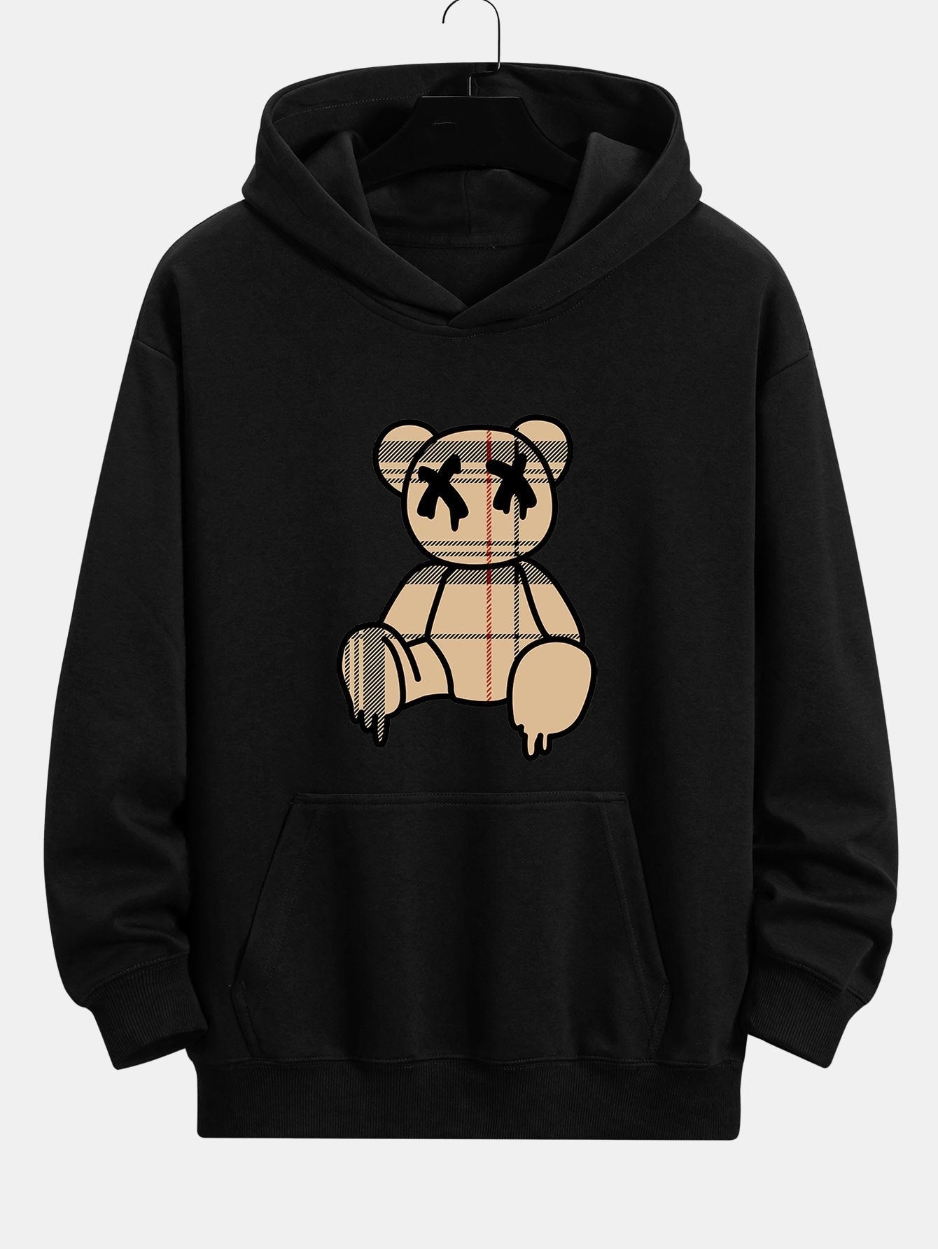 Marcus | Plaid Dissolving Bear Print Relax Fit Hoodie