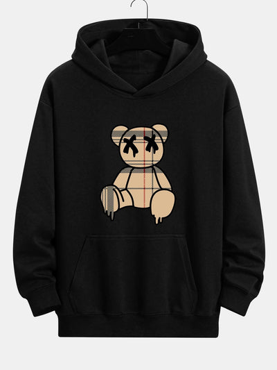 Marcus | Plaid Dissolving Bear Print Relax Fit Hoodie