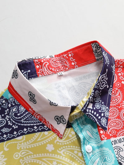 Justin® | Color Block Paisley Print Button Up Shirt