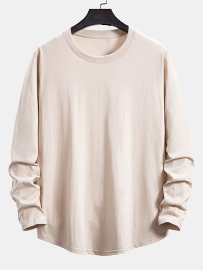 Adamo® | 3 Pieces Basic Long Sleeve Cotton Arc Hem T-Shirts