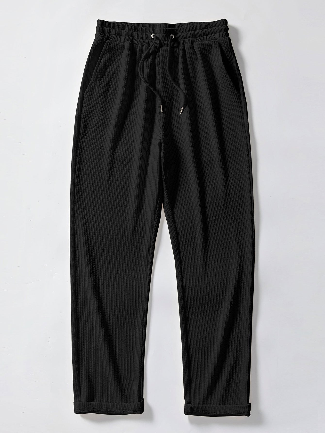 Aeolus® | Muscle Fit Ribbed Arc Hem T-Shirt & Straight Leg Ribbed Pants