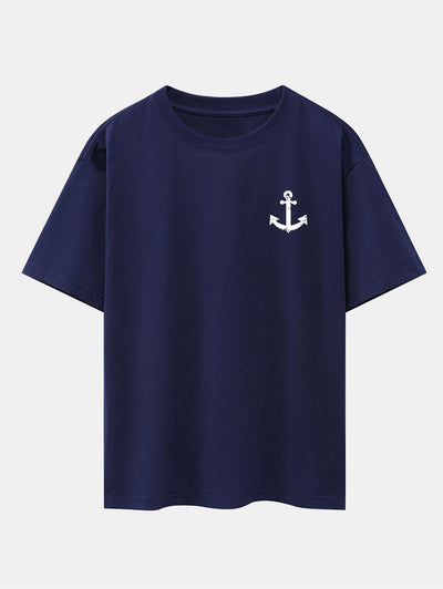 Alenio® | Anchor Print Drop Shoulder Oversize T-Shirt