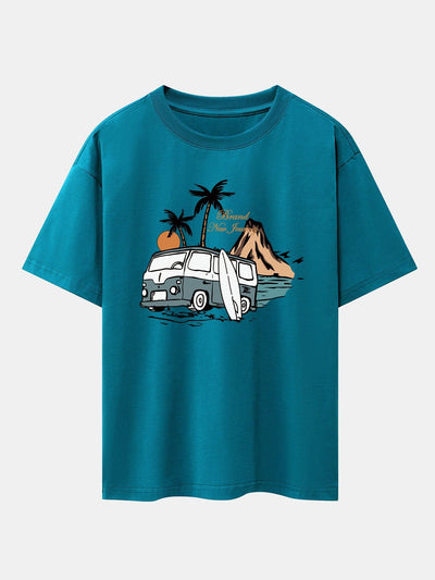 Emilio® | Car Island Print Drop Shoulder Oversize T-Shirt