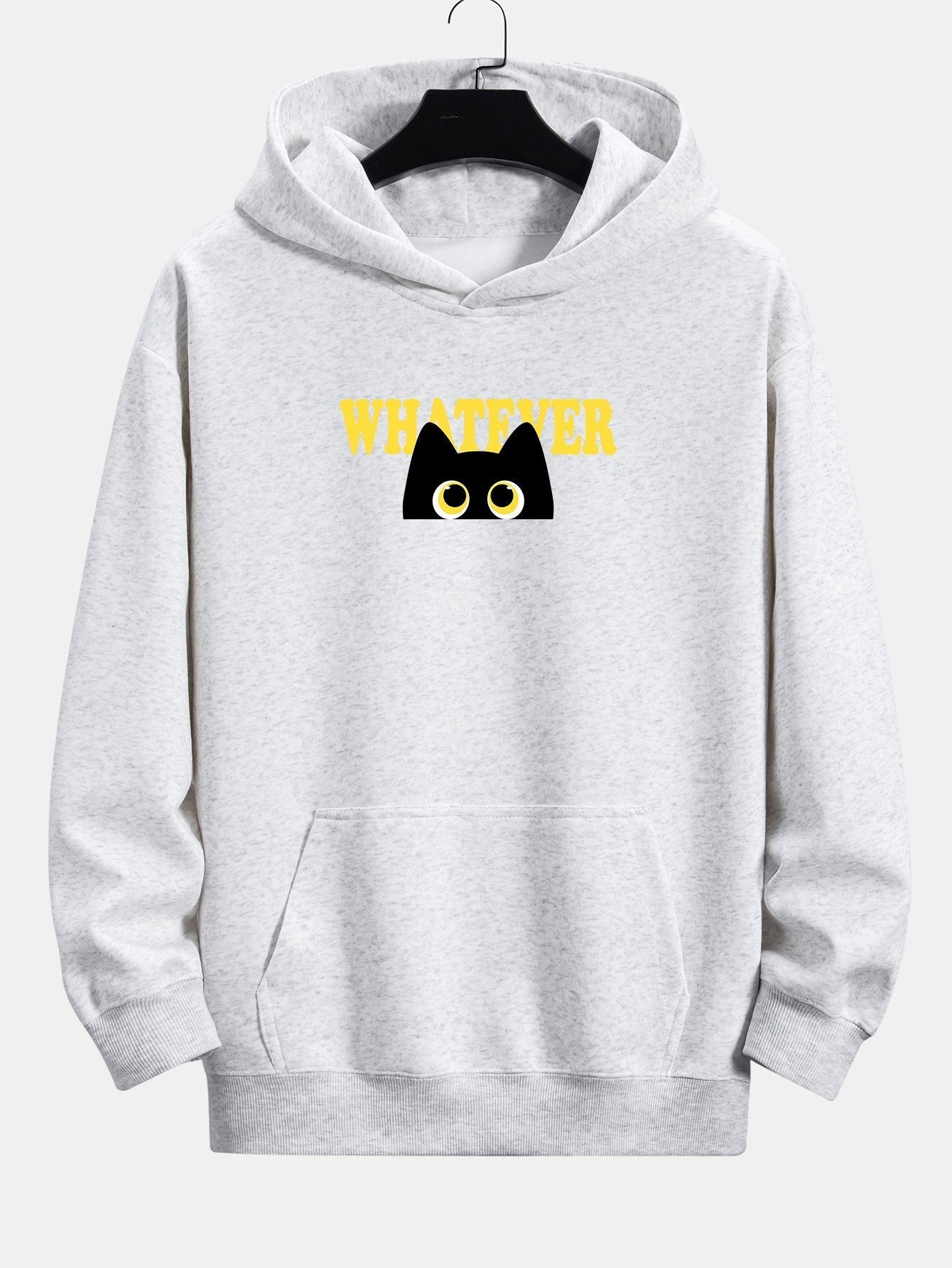 Quentin | Whatever Black Cat Print Relax Fit Hoodie