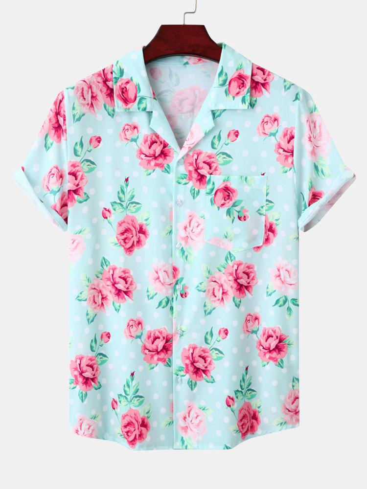 Alvard® | Floral Polka Dot Print Revere Collar Shirt