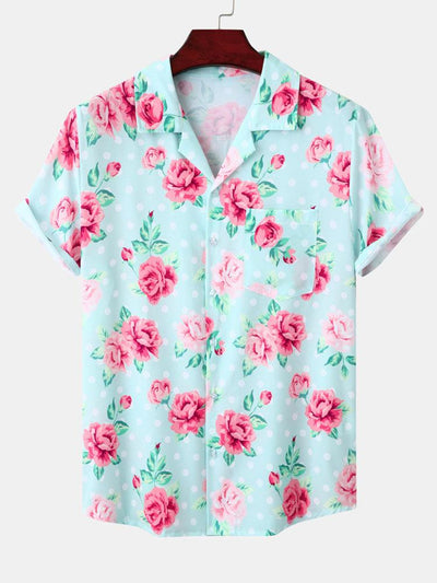 Alvard® | Floral Polka Dot Print Revere Collar Shirt