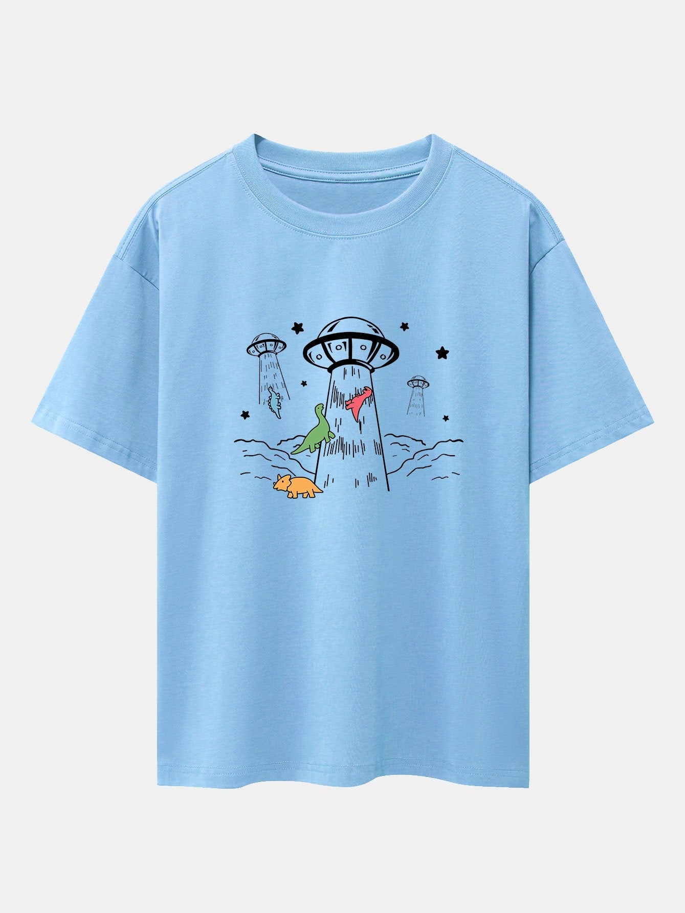 Xavier® | Ufo Take Away Dinosaurs Print Drop Shoulder Oversize T-Shirt