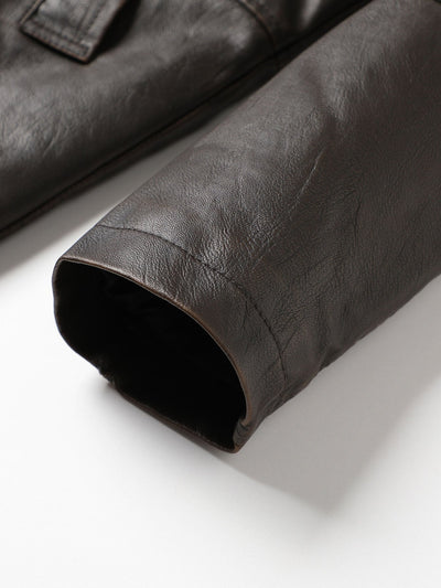 Leandro | Long Lined Faux Fur Lined PU Leather Overcoat