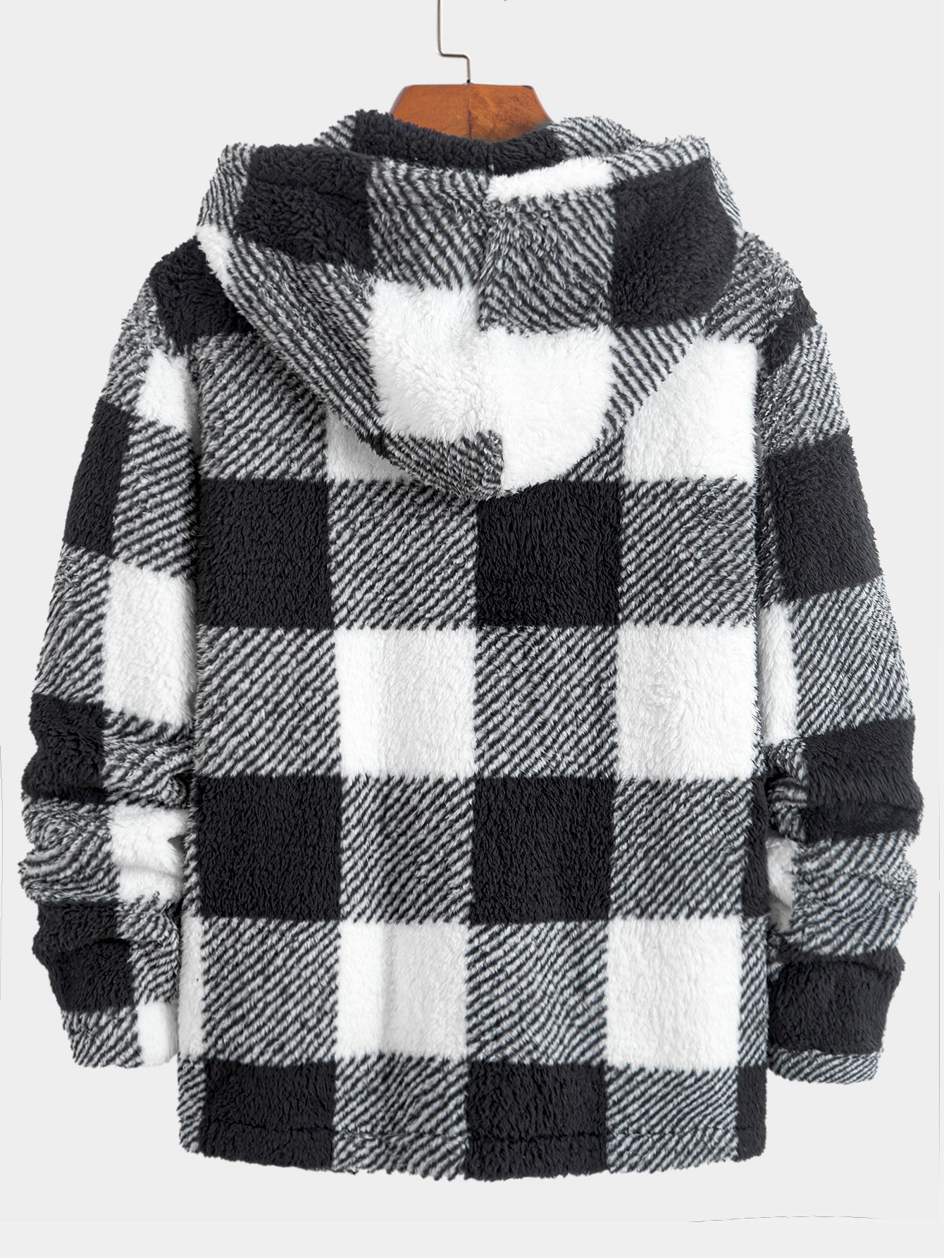 Phoenix | Plaid Teddy Fleece Button Up Hooded Coat