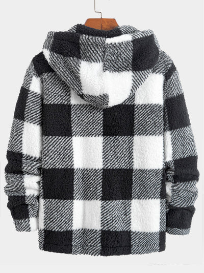 Phoenix | Plaid Teddy Fleece Button Up Hooded Coat
