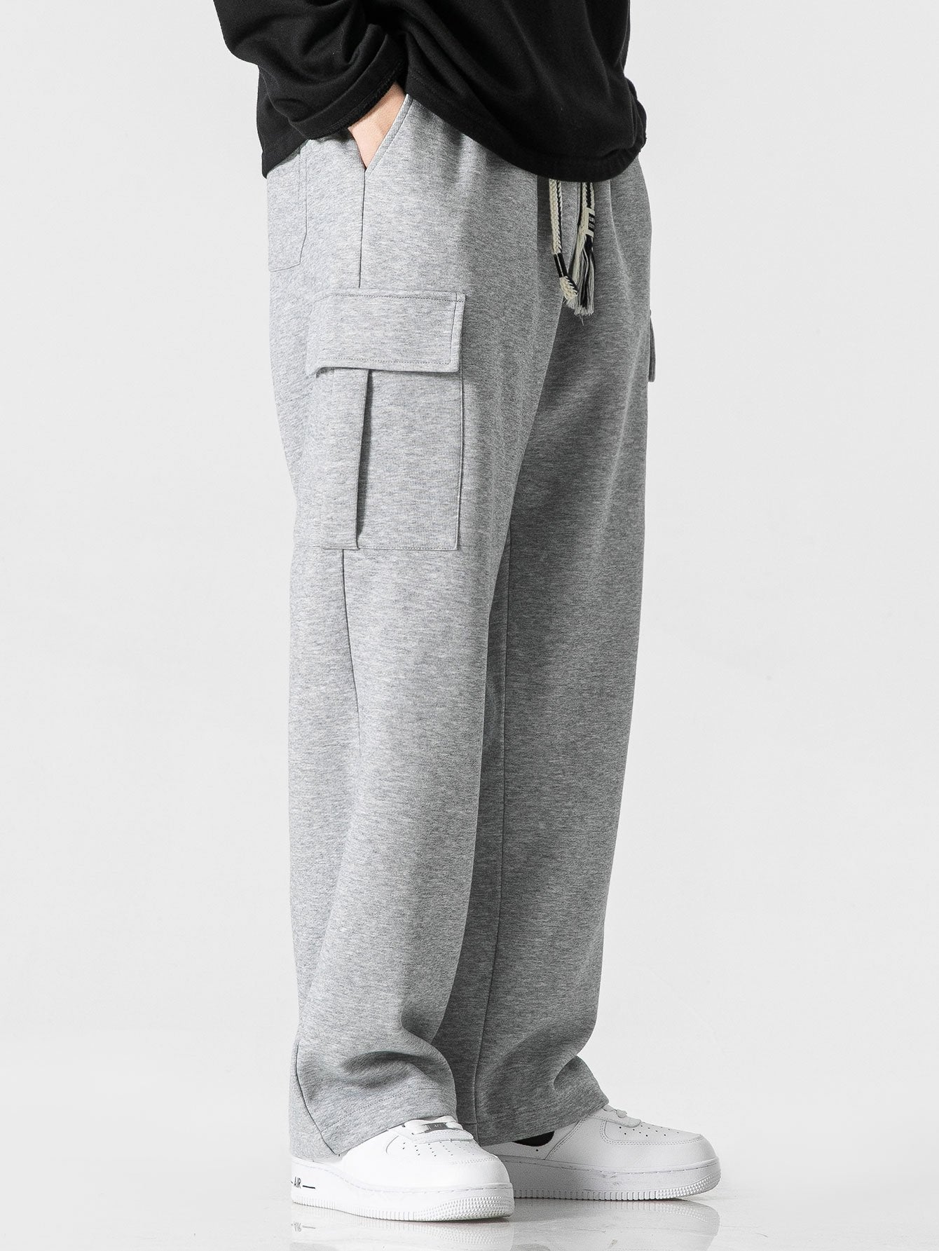 Erasto® | Relax Fit Straight Leg Jersey Cargo Pants