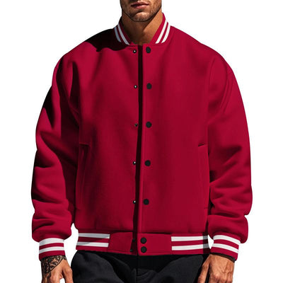 Men's Casal Stand Collar Fleece Sports Baseball Jacket