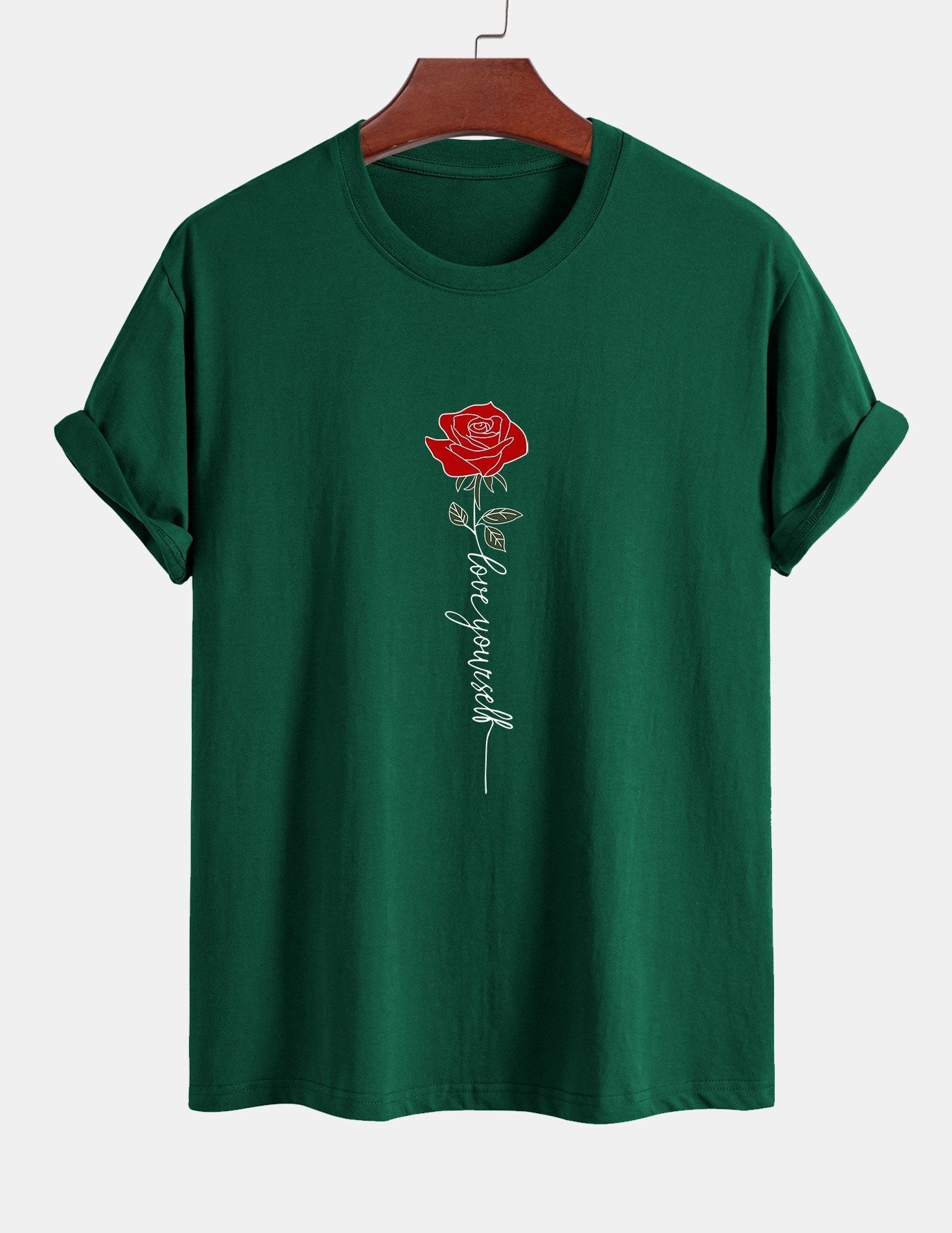 Arsenio® | Rose Slogan Print Cotton T-Shirt