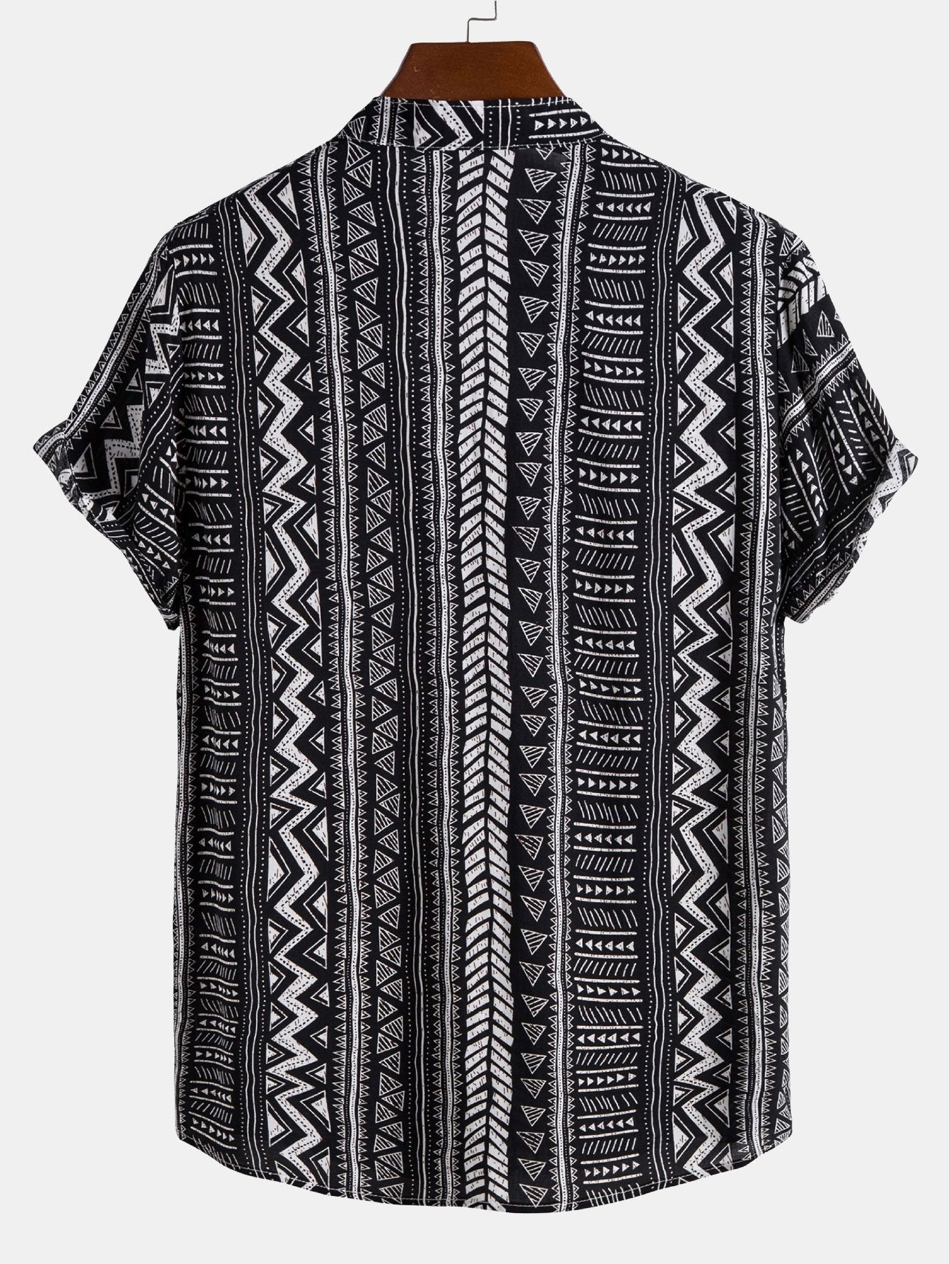 Aram® | Tribal Geometric Print Half Placket Henley Collar Shirt