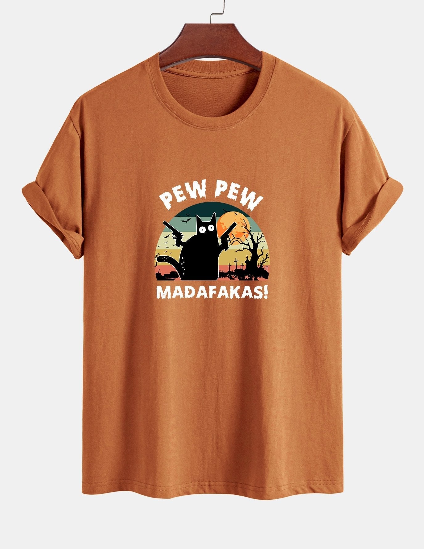Telesforo® | Black Cat Print Cotton T-Shirt