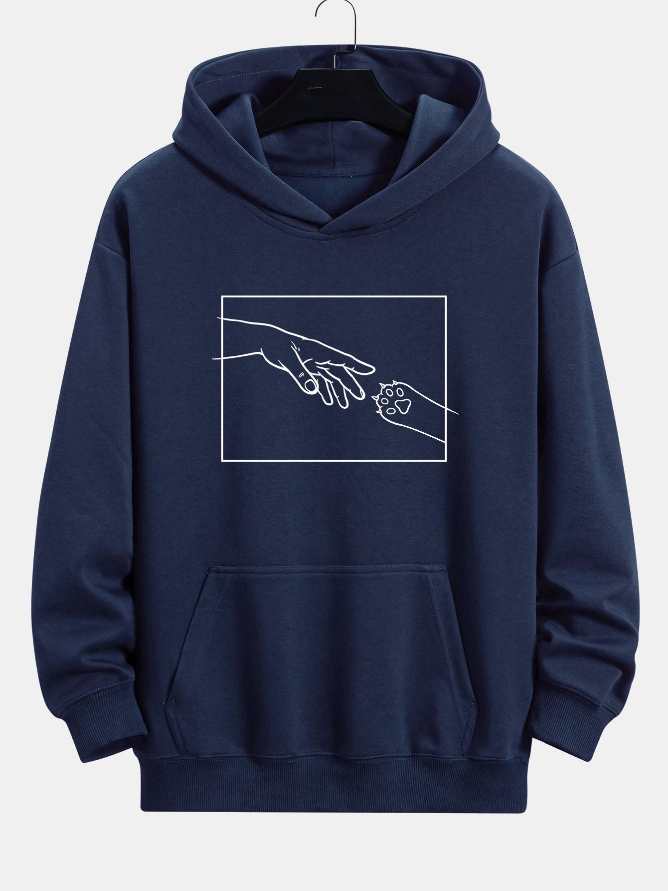 Edward | Hand And Cat Paw Print Relax Fit Hoodie