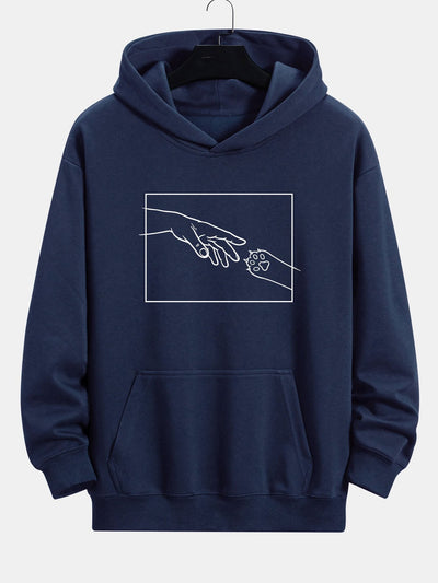 Edward | Hand And Cat Paw Print Relax Fit Hoodie