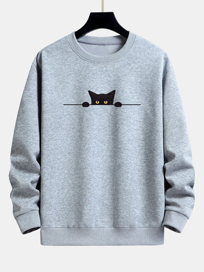 Daryl® | Black Cat Print Relax Fit Sweatshirt