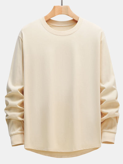 Adeimantos® | 3 Pieces Basic Long Sleeve Heavy Weight Arc Hem T-Shirts