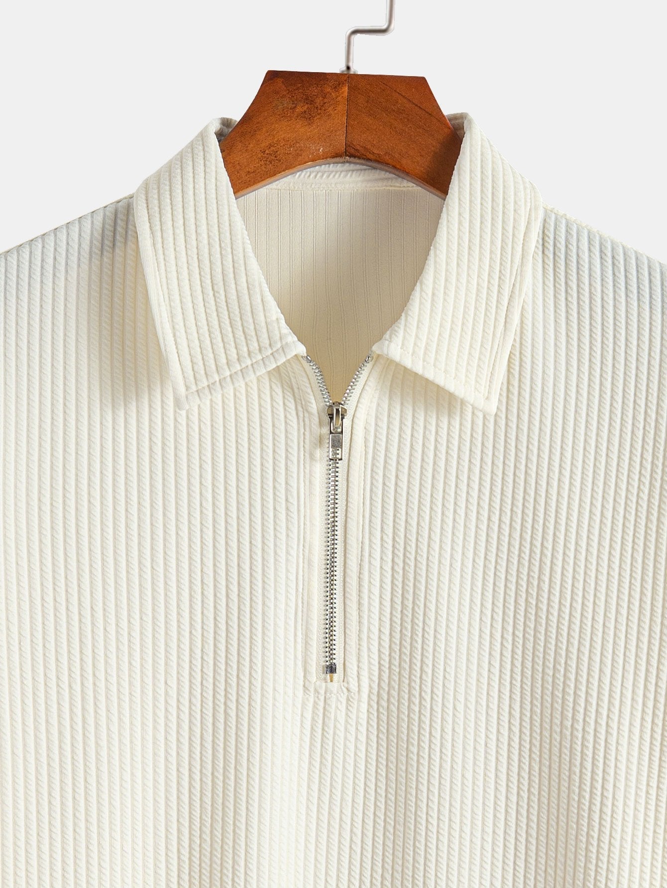 Ezra | Muscle Fit Ribbed Half Zip Polo
