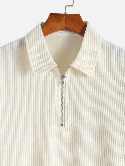 Ezra | Muscle Fit Ribbed Half Zip Polo