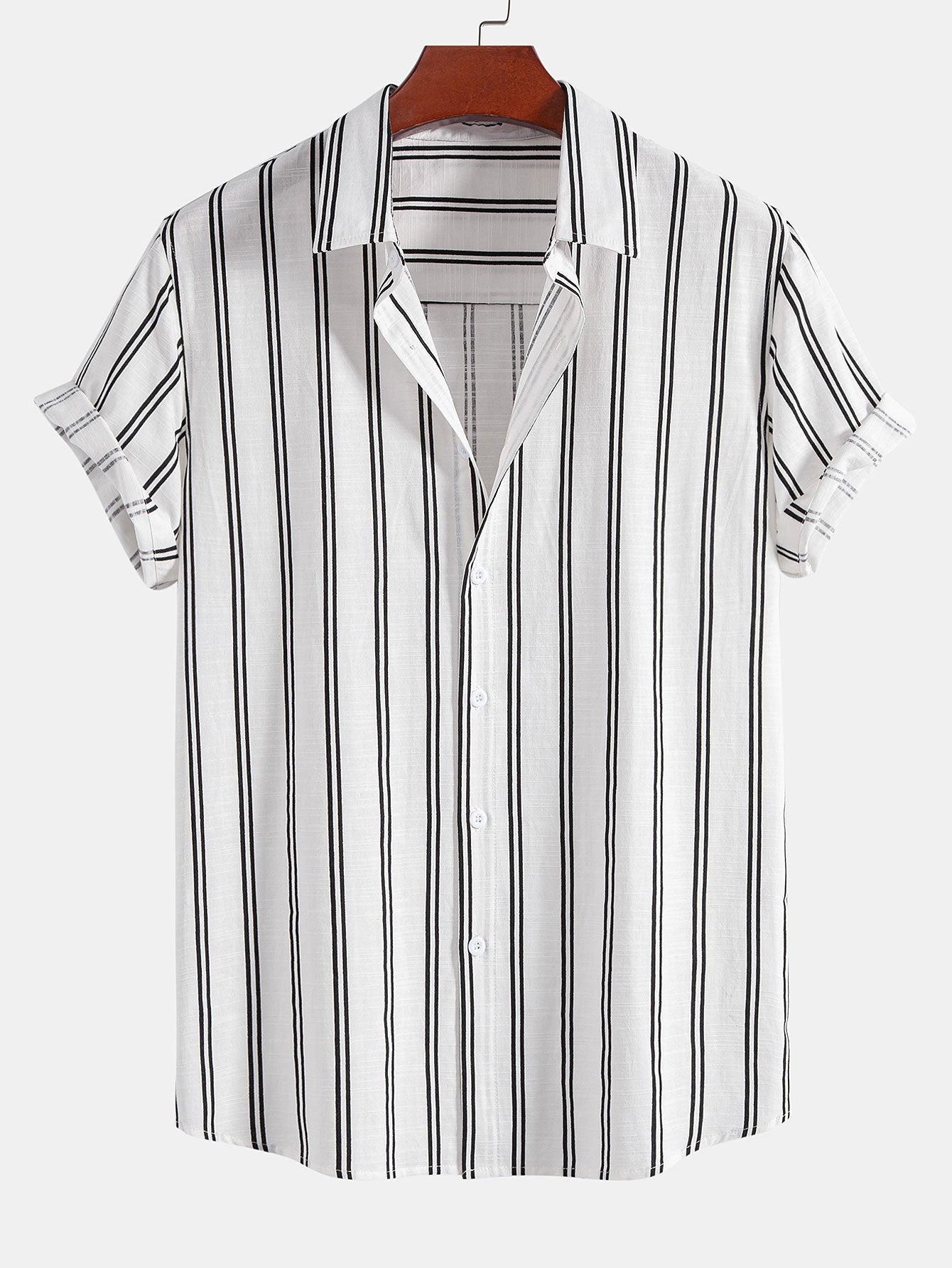 Javier® | Linen Look Striped Button Up Shirt