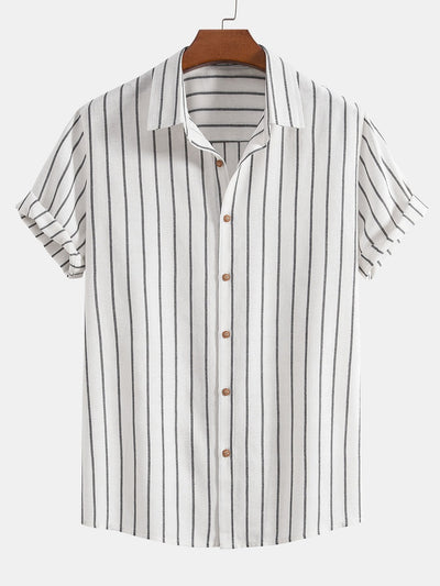 Abelardo® | Cotton Blend Striped Button Up Shirt