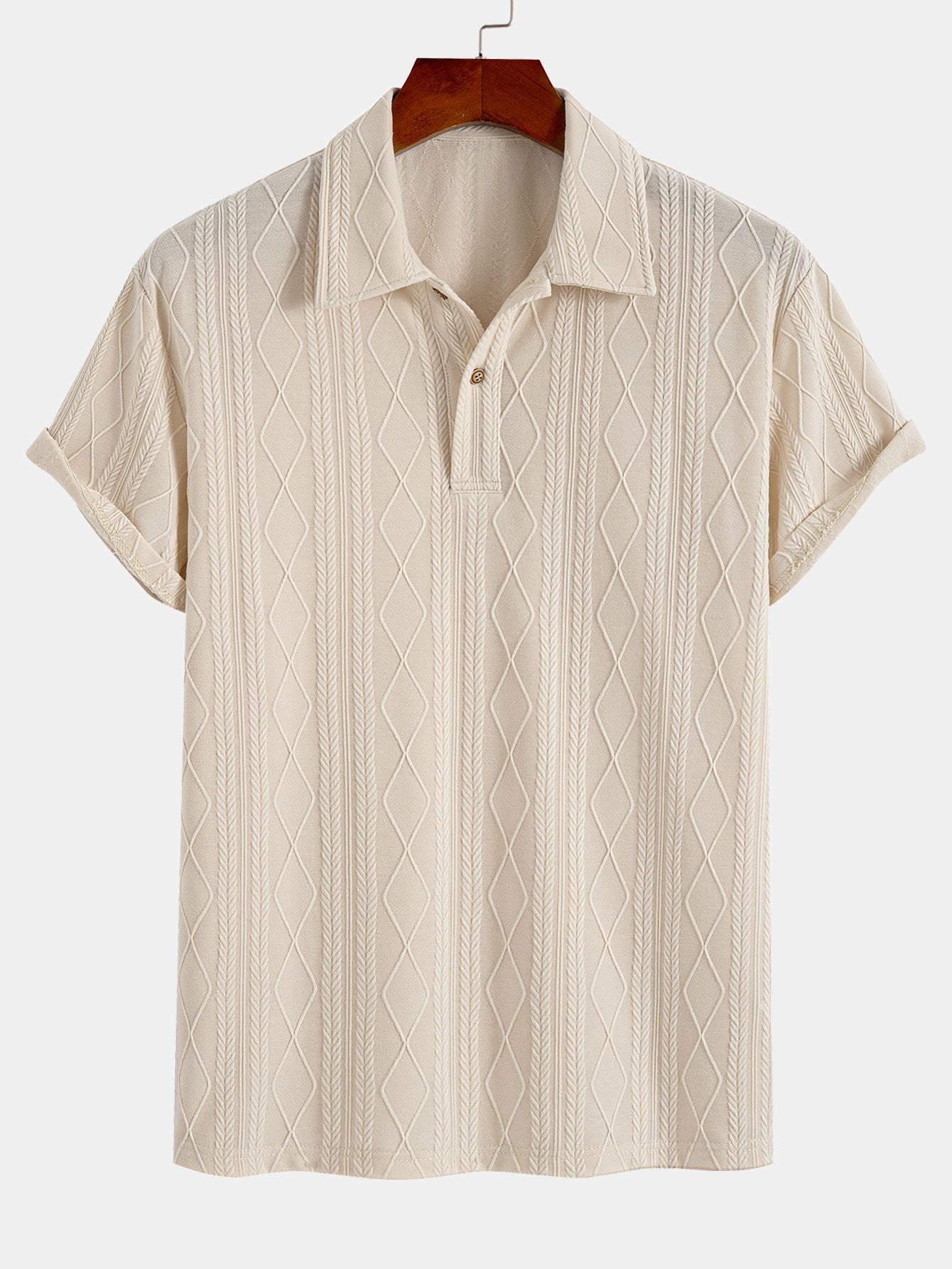 Yovani® | Knitted Geometric Rhombus Jacquard Polo