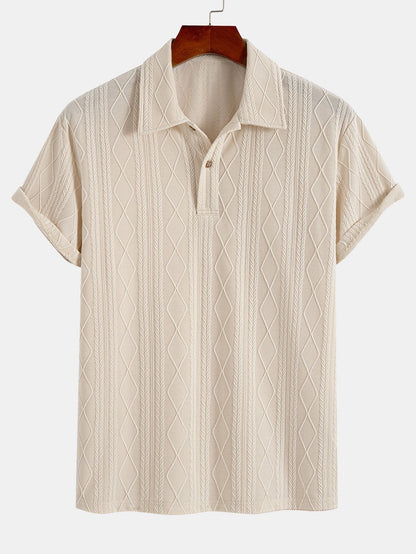 Yovani® | Knitted Geometric Rhombus Jacquard Polo