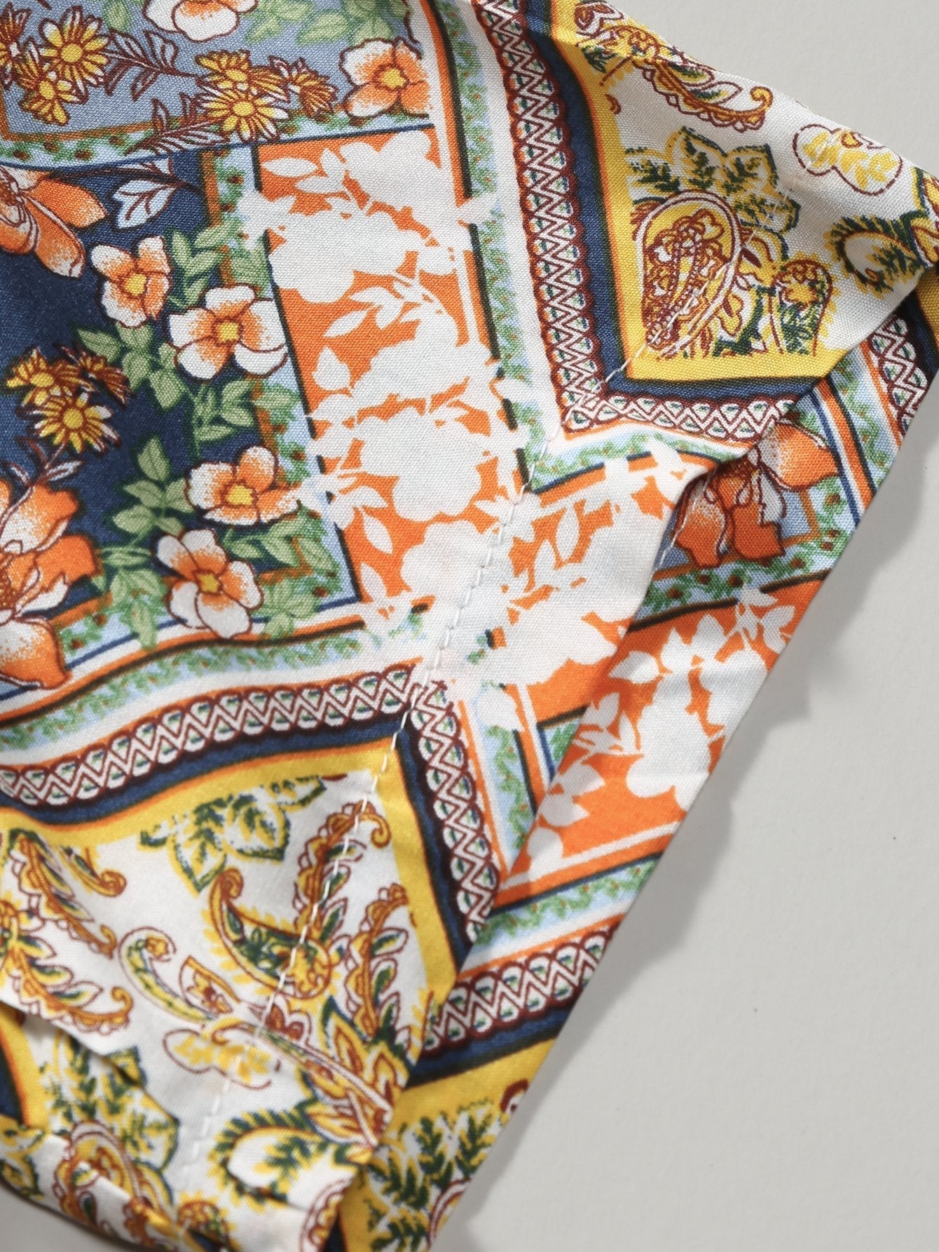 Aodhan® | Floral Border Print Button Up Shirt