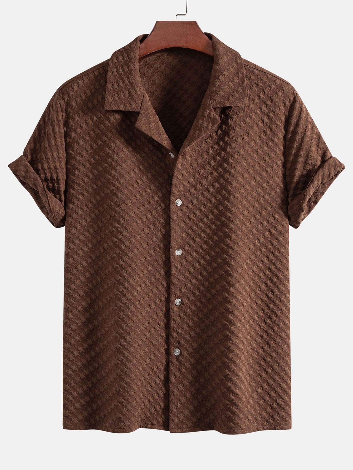 Aethelred® | Houndstooth Jacquard Cuban Shirt & Straight Leg Linen Pants