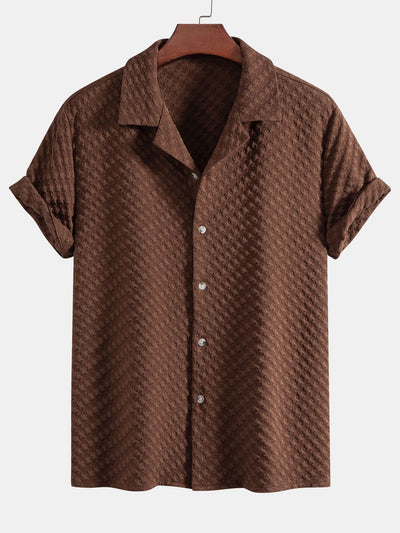 Aethelred® | Houndstooth Jacquard Cuban Shirt & Straight Leg Linen Pants