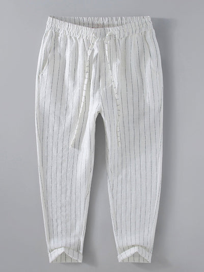 Jacinto® | Striped Linen Cotton Blend Cropped Pants