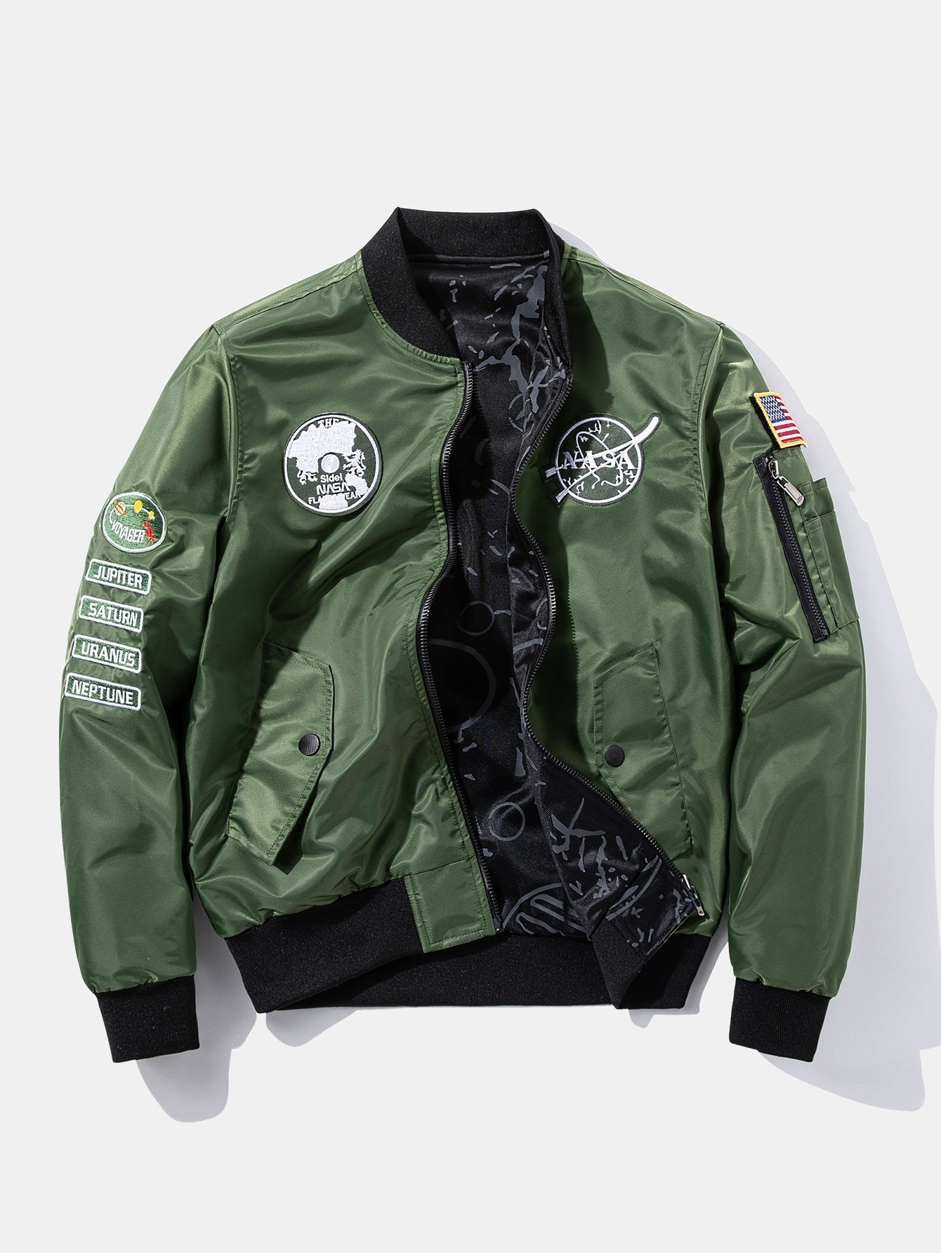 Hunter | Reversible NASA Embroidered Patch Bomber Jacket