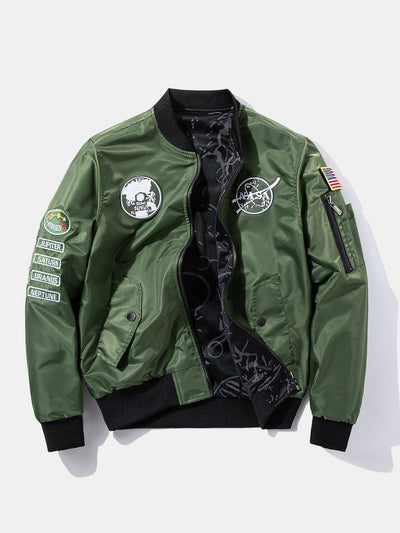 Hunter | Reversible NASA Embroidered Patch Bomber Jacket