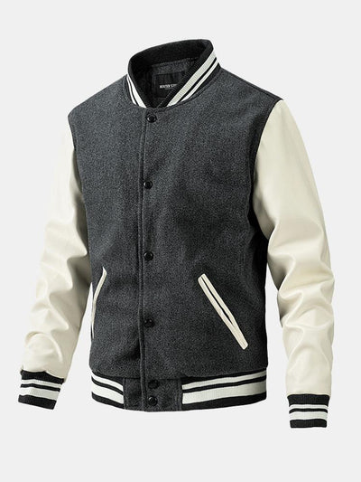 Grayson | Contrast Wool Look PU Baseball Jacket