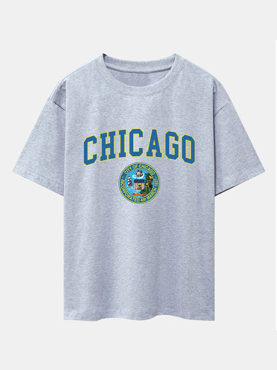 Lorenzo® | Chicago Coat Of Arms Print Drop Shoulder Oversize T-Shirt