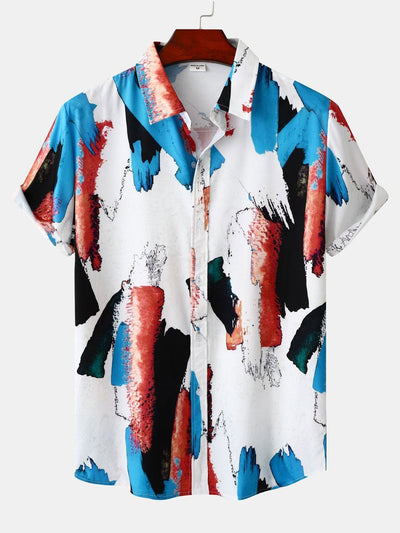 Angelico® | Colorful Brushstroke Print Button Up Shirt