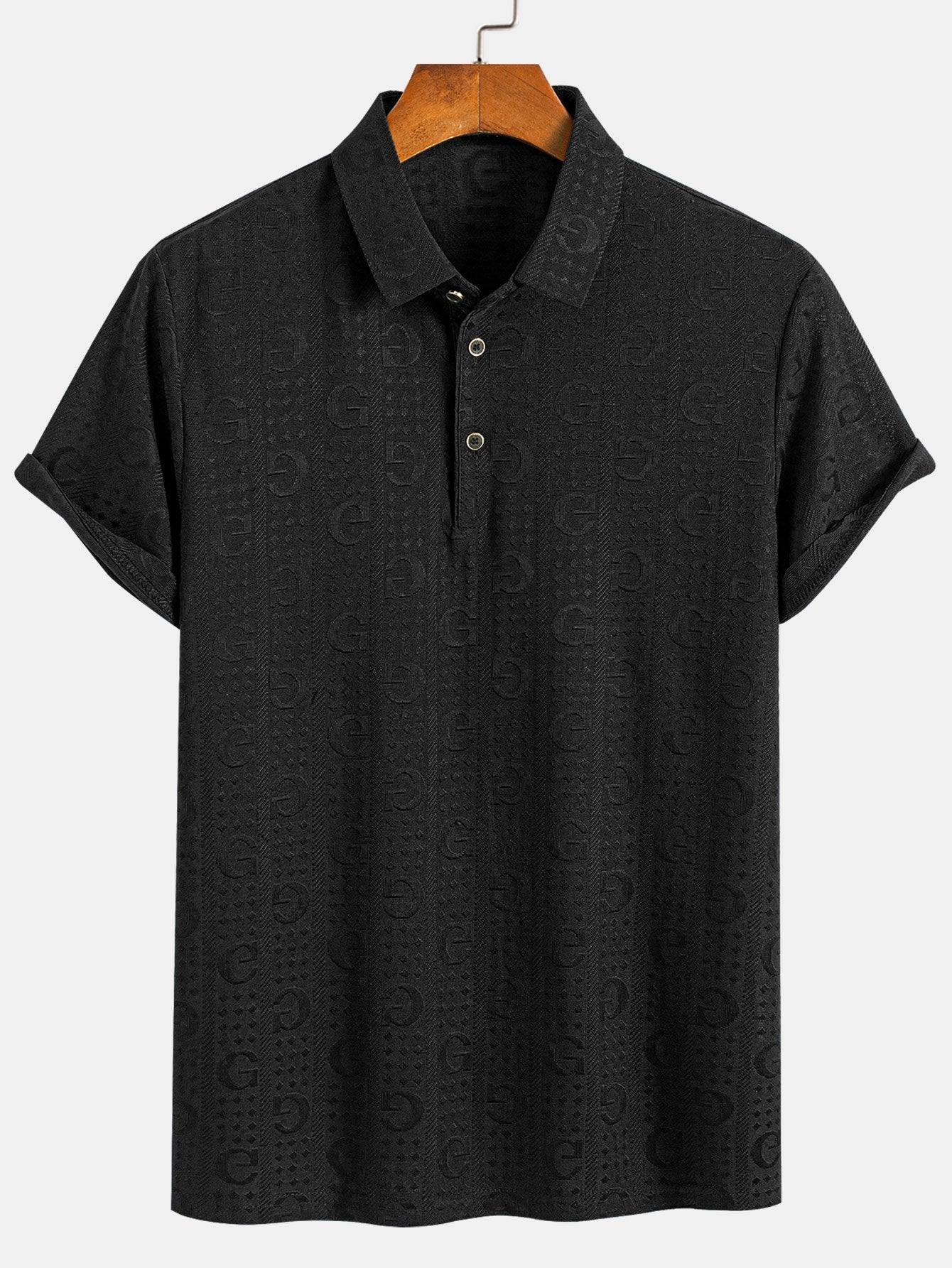 Cornelio® | Short Sleeve Knitted Letter Textured Polo