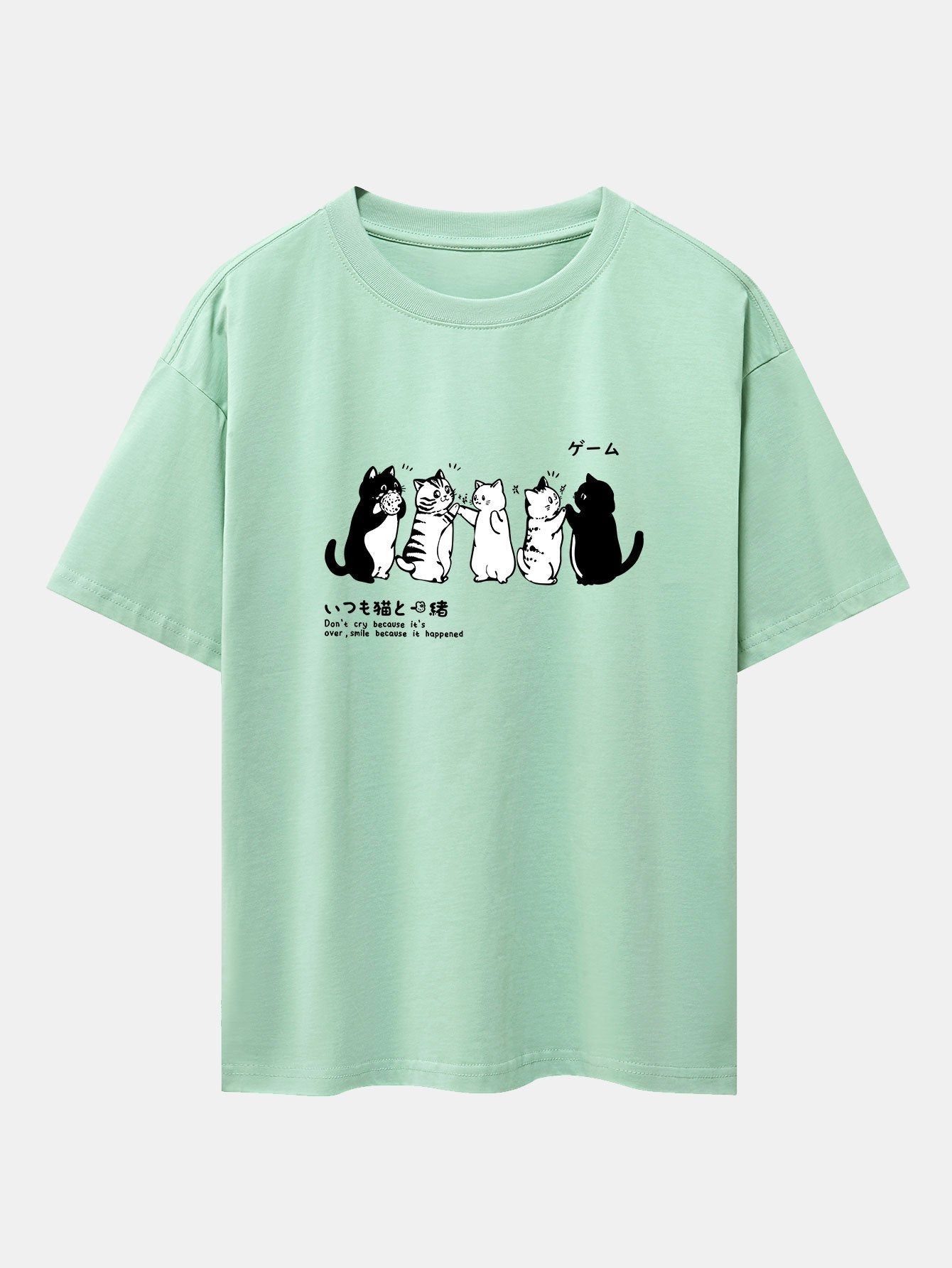 Ananías® | Friend Cat Print Drop Shoulder Oversize T-Shirt