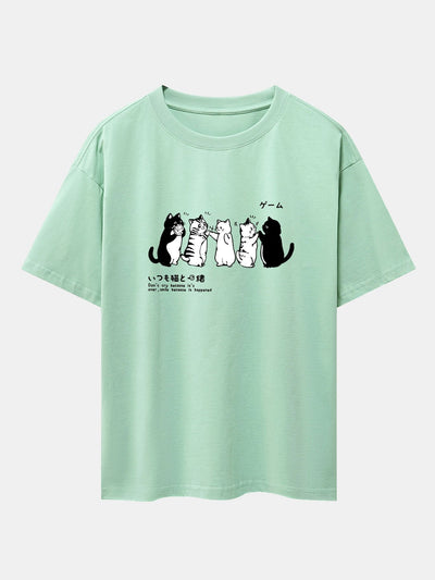 Ananías® | Friend Cat Print Drop Shoulder Oversize T-Shirt