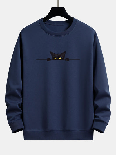 Daryl® | Black Cat Print Relax Fit Sweatshirt