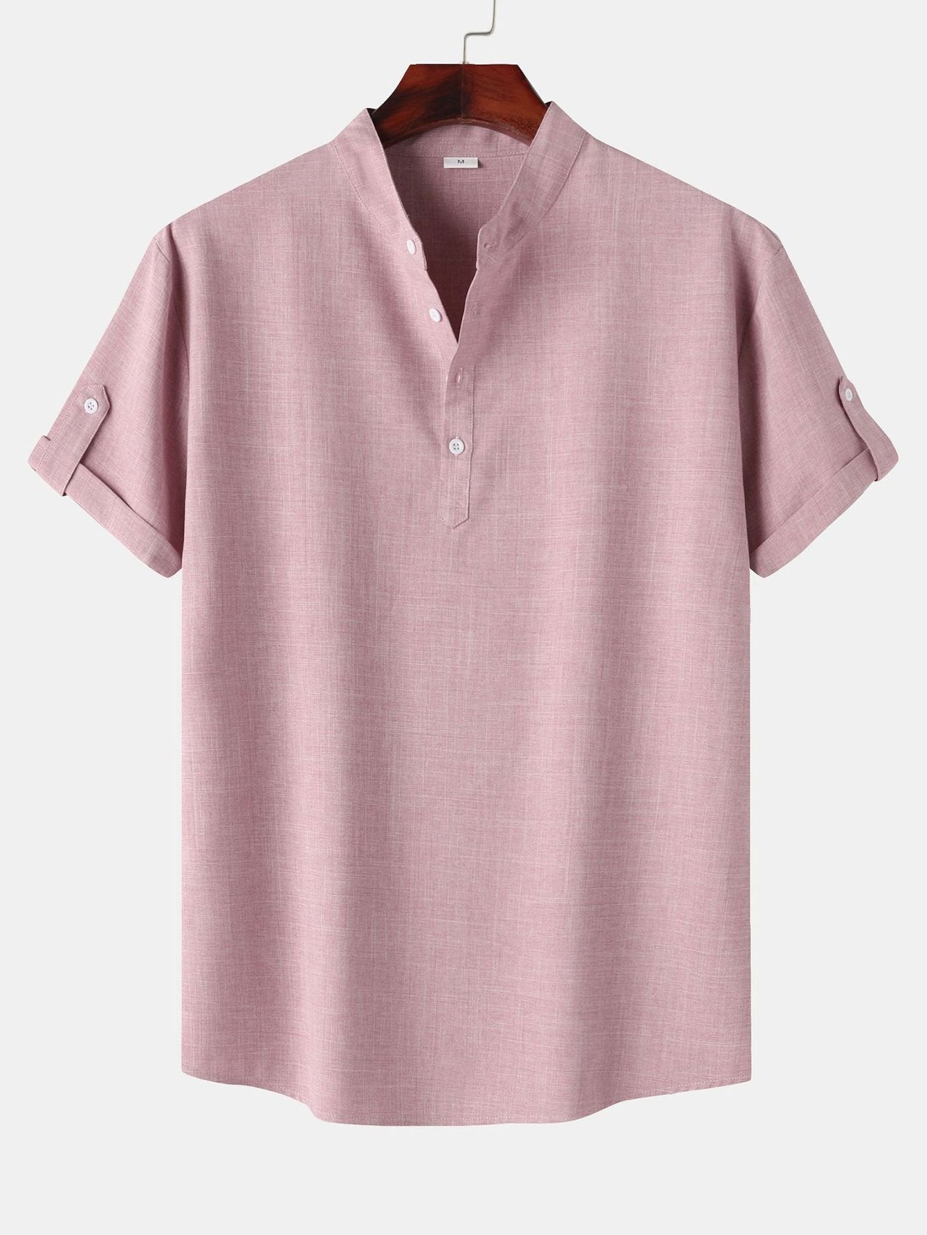 Damon® | Short Sleeve Linen Look Henley Shirt