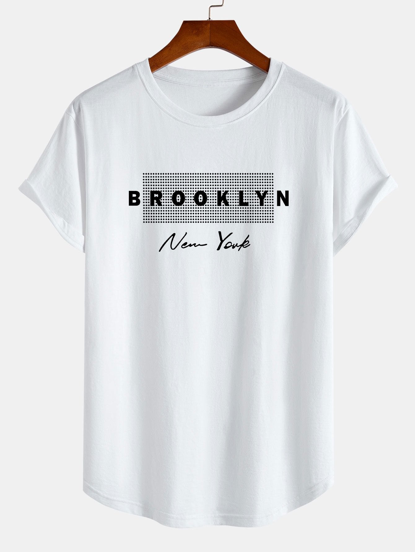 Osvaldo® | New York Dot Print Cotton Arc Hem T-Shirt