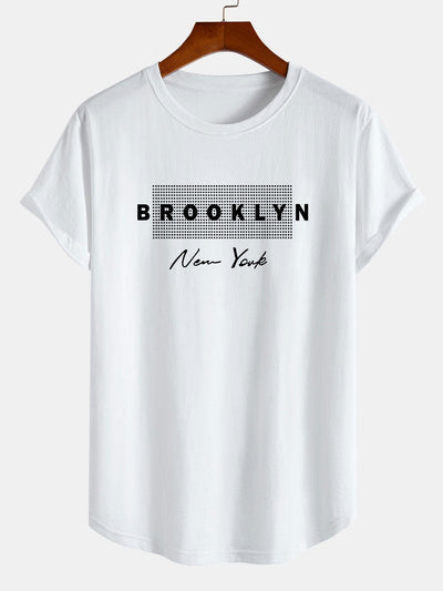Osvaldo® | New York Dot Print Cotton Arc Hem T-Shirt