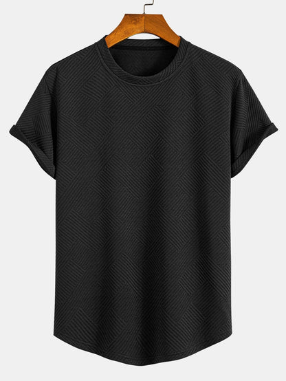 Zacarías® | Short Sleeve Stripe Jacquard Arc Hem T-Shirt