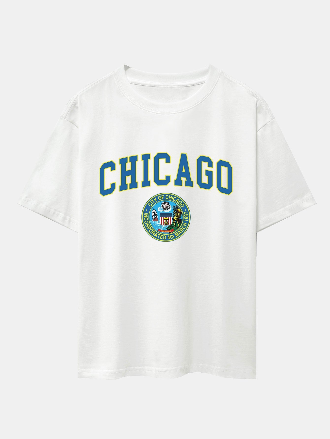 Lorenzo® | Chicago Coat Of Arms Print Drop Shoulder Oversize T-Shirt